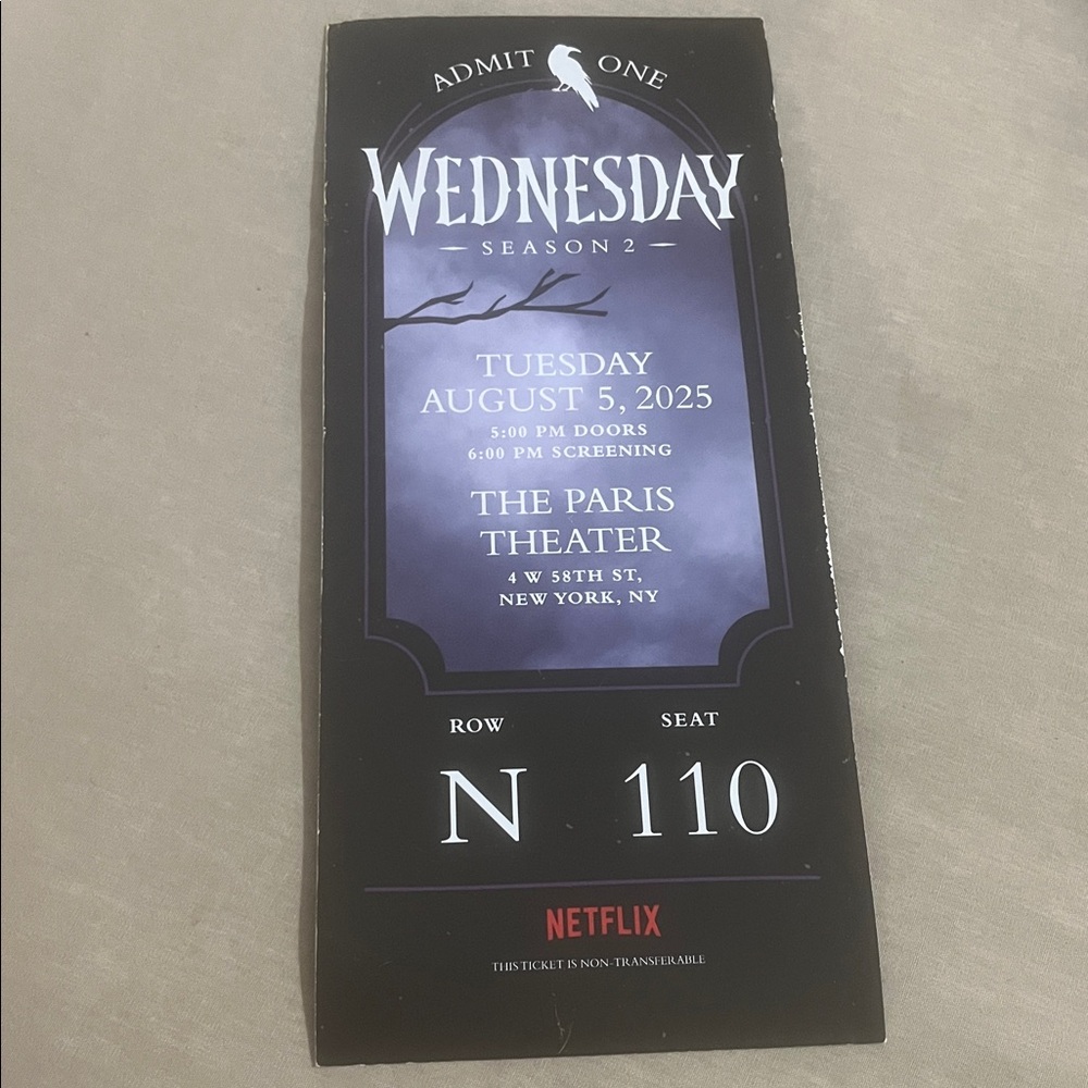 Wednesday Season 2 Premiere Ticket & Popcorn box 8/5/25 Jenna Ortega Tim Burton - Picture 4 of 8
